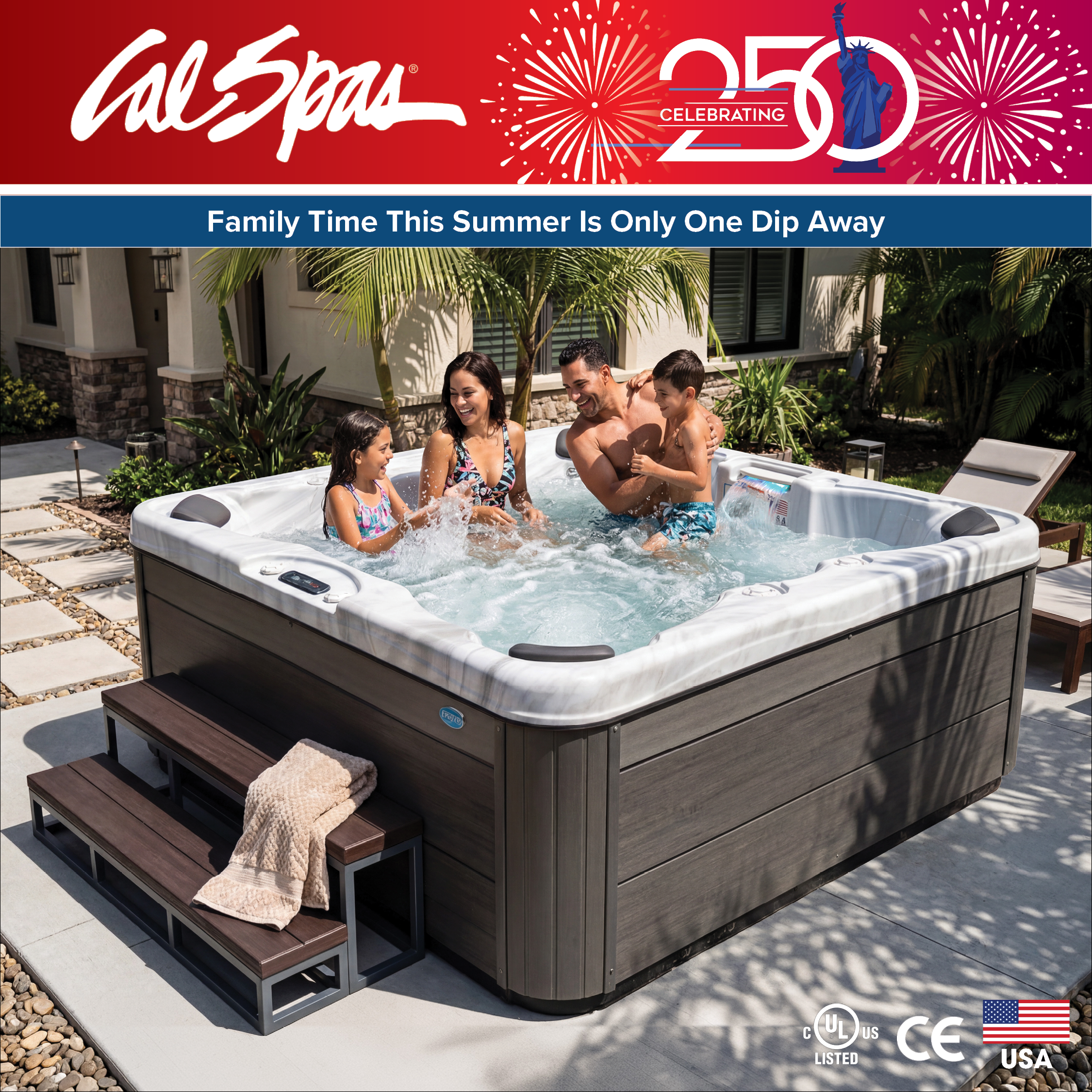 Calspas hot tub being used in a family setting - Tucson